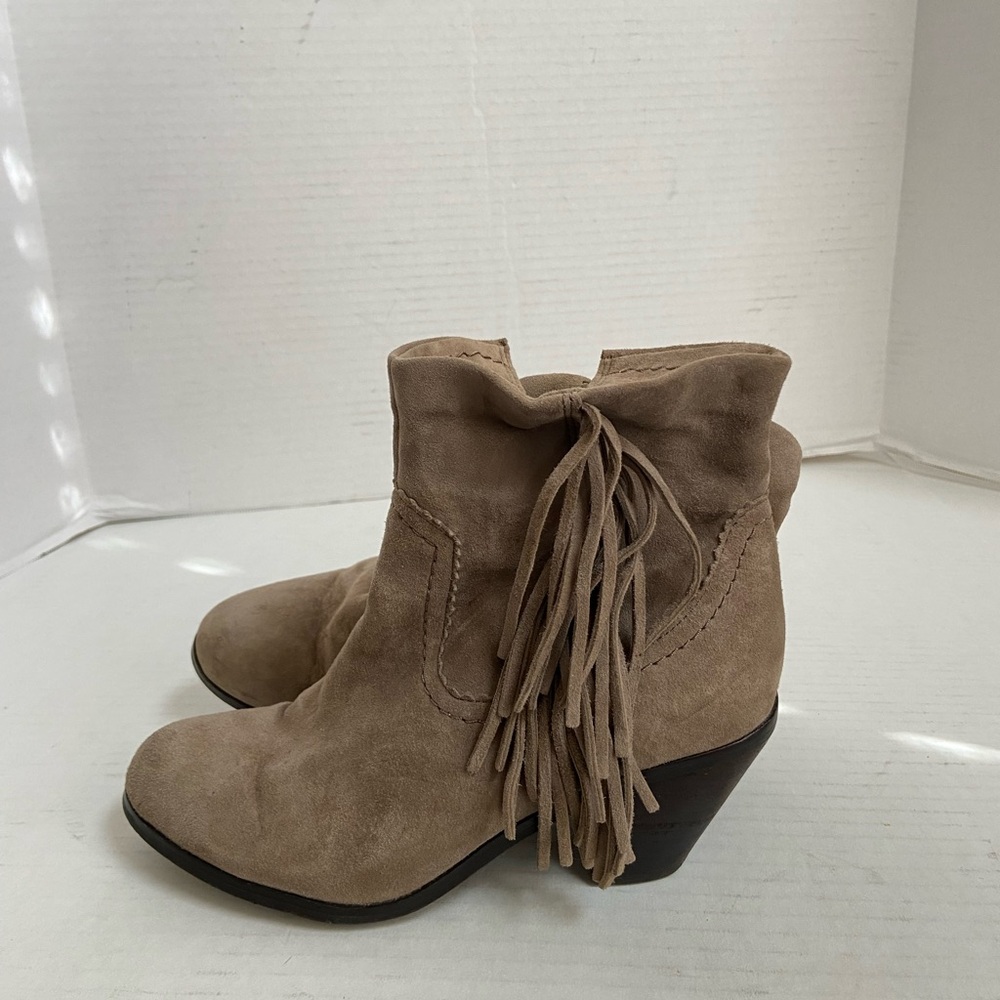 Sam Edelman Boots Suede Y2K Womens Fringe Booties Brown Size 6 Tan Coachella
